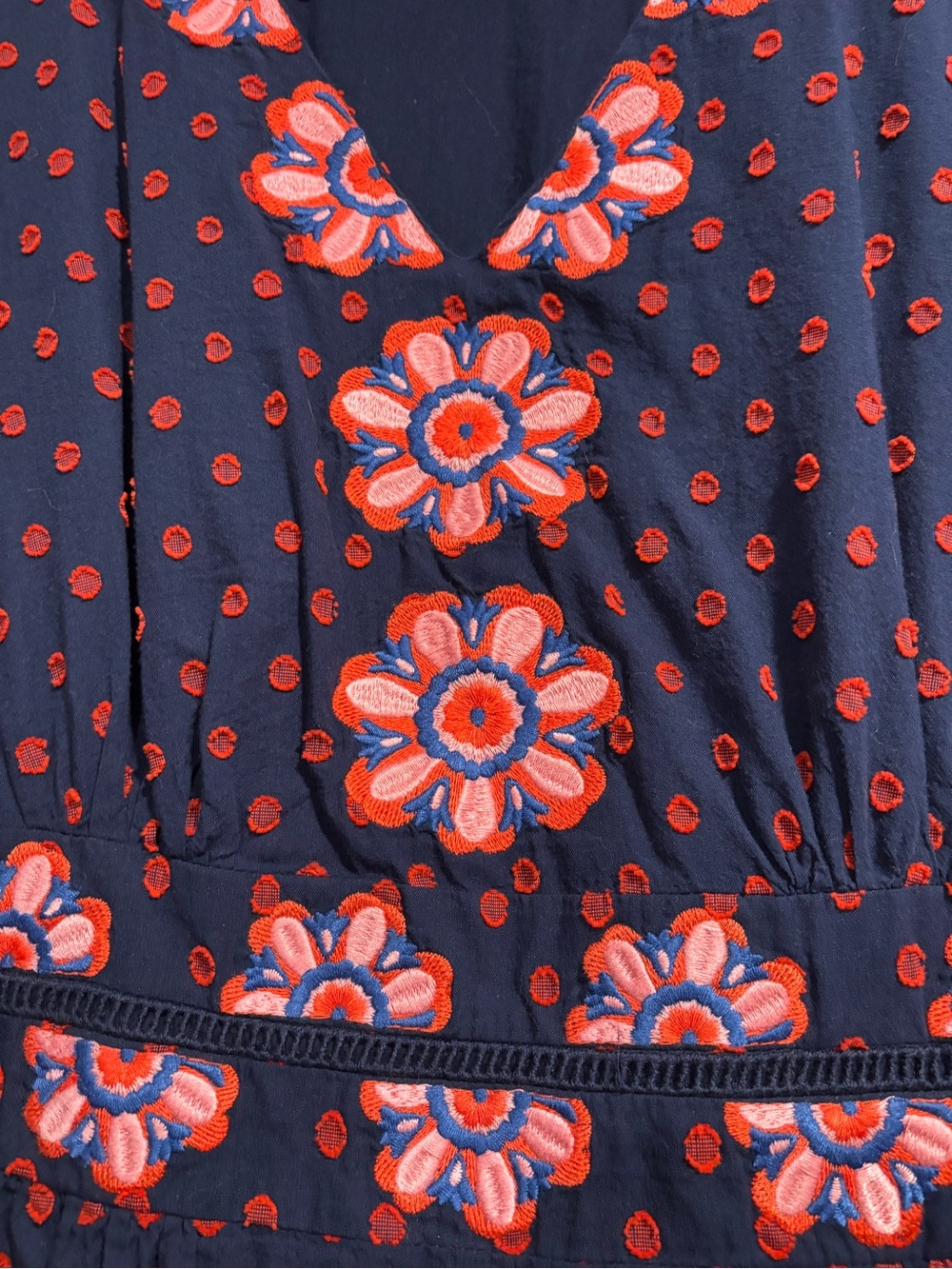 Boden Navy Floral Midi Dress with Pink Accents - Picture 3 of 4